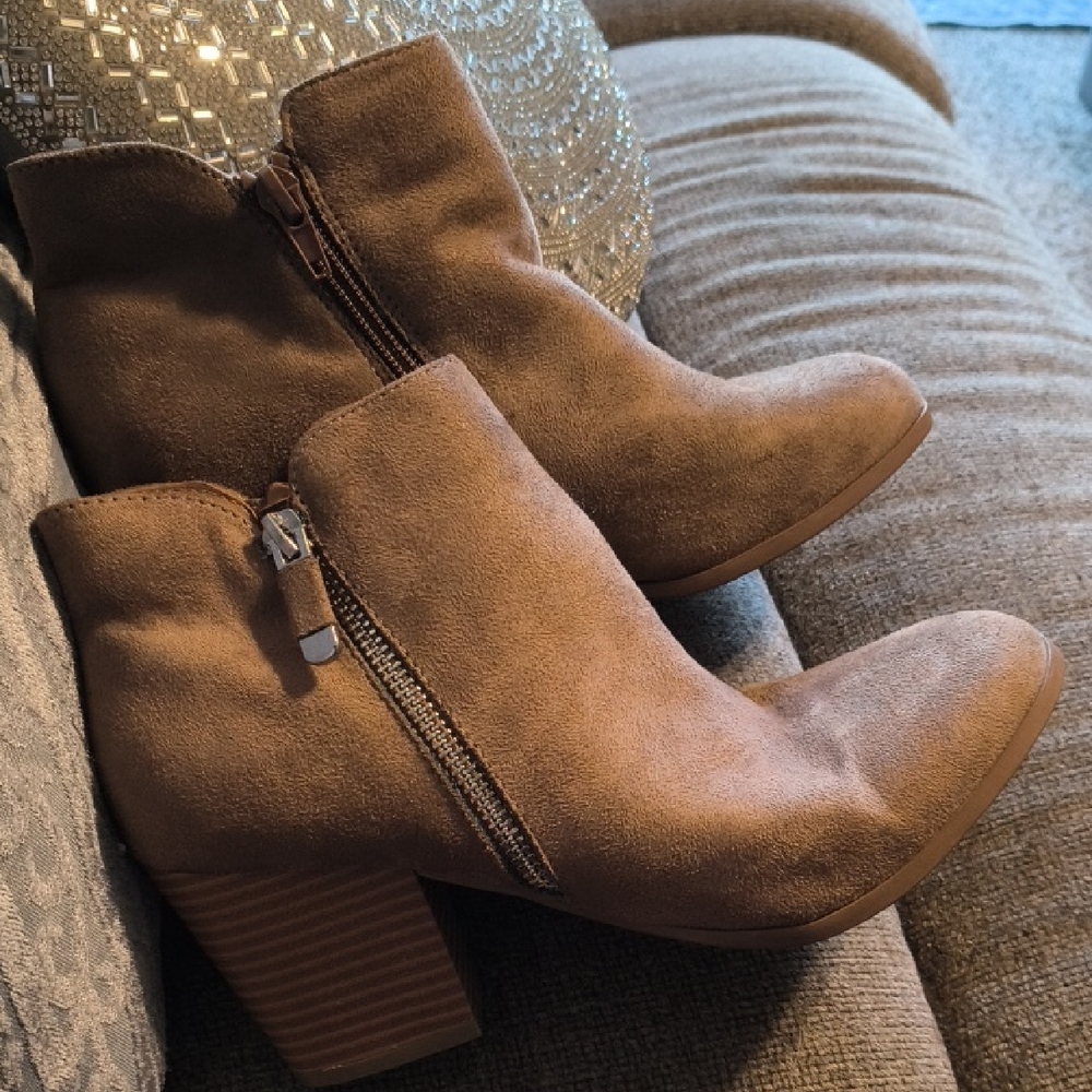 Style & Co. Chestnut Suede Side-Zip Ankle Boots